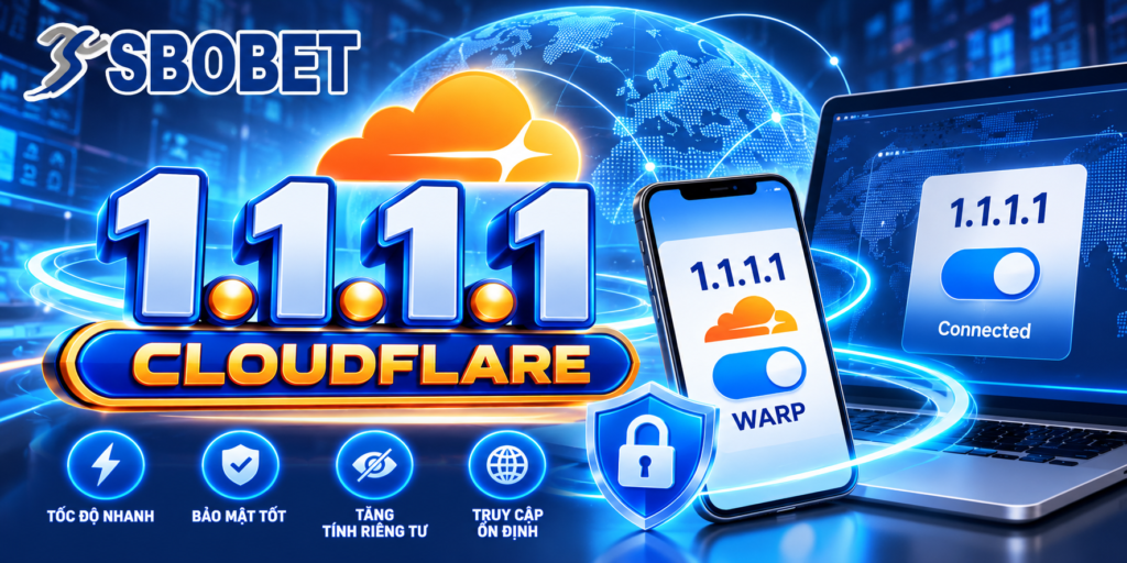 Giao diện ứng dụng 1.1.1.1 Cloudflare trên điện thoại và máy tính