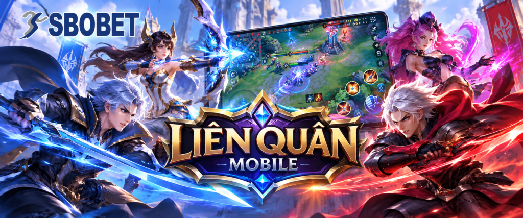 Giao diện trận đấu Liên Quân Mobile 5v5 với các tướng giao tranh trên chiến trường